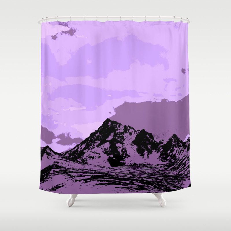 Chugach Mountains Eggplant Pop Art Shower Curtain