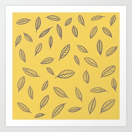 Leaf pattern yellow Art Print