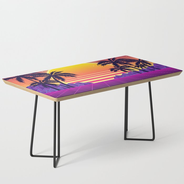 Glorious Scarlet Sunset Synthwave Coffee Table