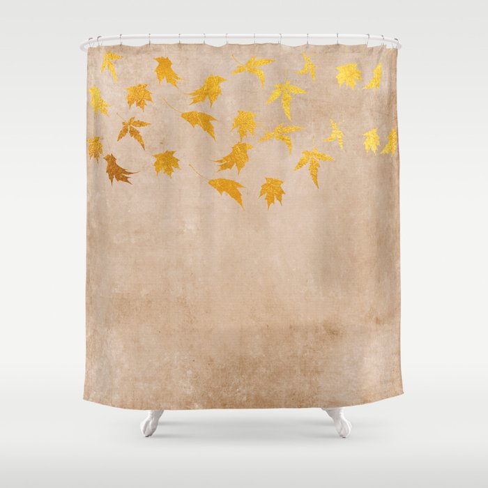 Gold leaves on grunge background - Autumn Sparkle Glitter design Shower Curtain