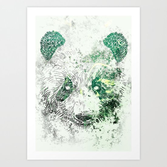 Green Panda Bear Art Print