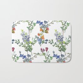 Hand Painted Watercolor Field Flowers Pattern | Pretty and Wild Bath Mat