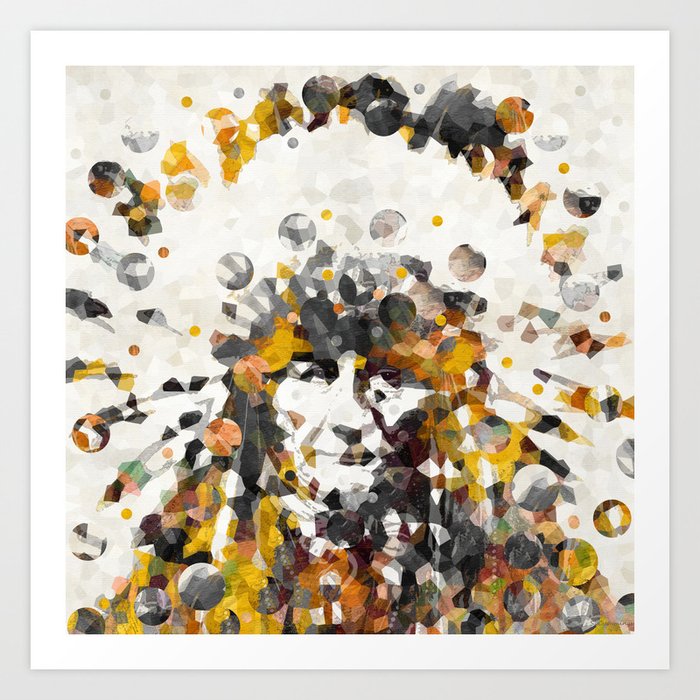 Modern Yellow Native American Indian Chief Art Print By