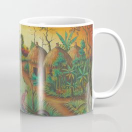 Village painting from Africa of Villagers Coffee Mug
