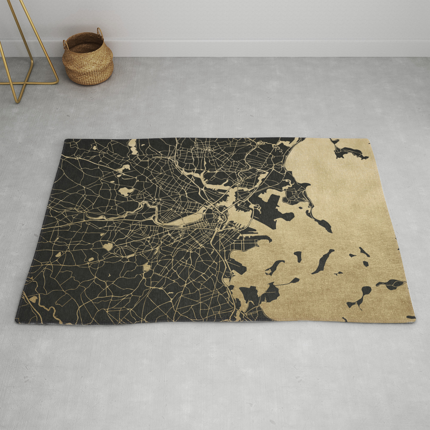 Boston Gold And Black Invert Rug By Mapmaker Society6 Boston Gold And Black Invert Rug By