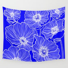 Cobalt Poppies Wall Tapestry