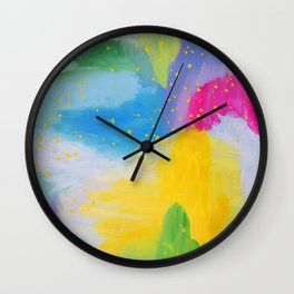 colorful rainbow abstract fluoro pink Wall Clock