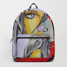 Girl in a Hoodie - acrylic painting art Backpack