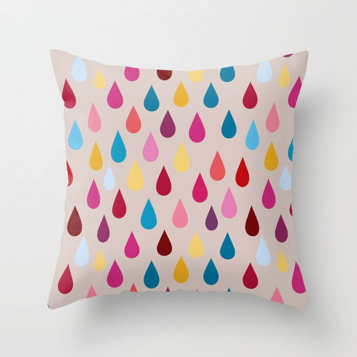 Multicolored Raindrops Pattern Design  Throw Pillow