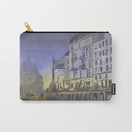 Berlin Cathedral (Berliner Dom) in Berlin- Germany, Europe.  Watercolor painting Berlin Germany church purple yellow art Carry-All Pouch