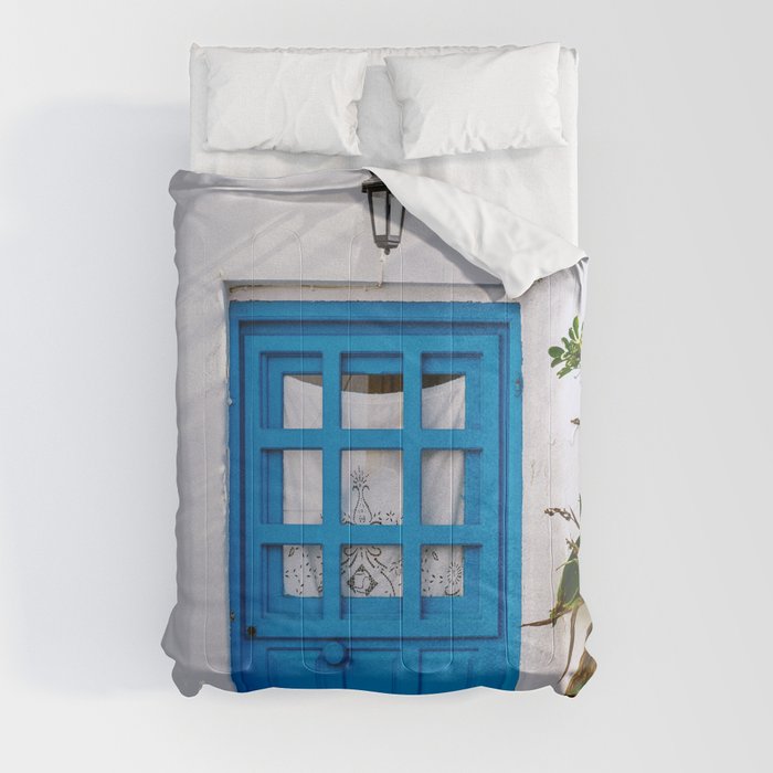 The Blue Greek Door | Mediterranean Travel Photography Fine Art  Comforter