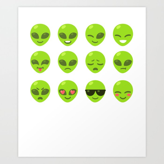 Emoji Emoticon Area 51 Funny Outer Space Costume Alien Art Print by  Spaceship Sells | Society6