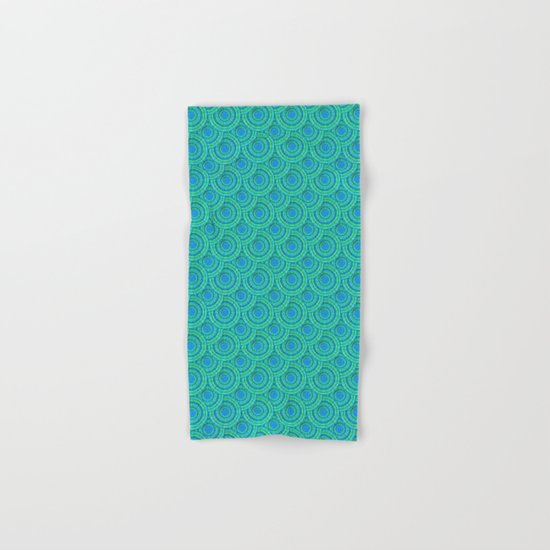 Teal Parasols Pattern Hand & Bath Towel