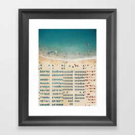 Aerial view of the beach in Rimini, Italy. Framed Art Print