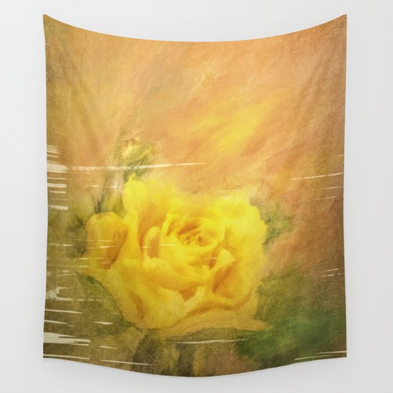 Vintage painting yellow rose Wall Tapestry by simonegatterwe | Society6