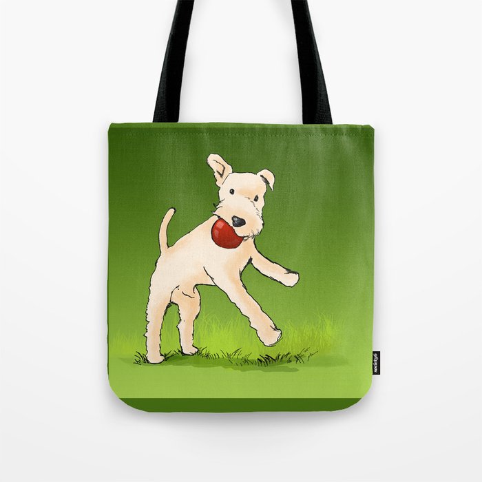 Terrier playing with ball Tote Bag