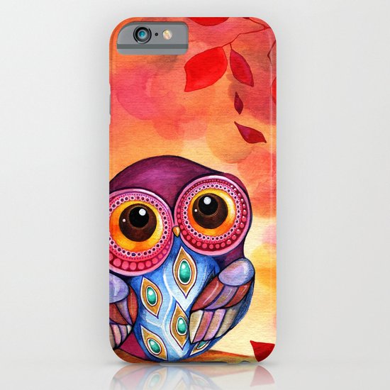 Owl's First Fall Leaf iPhone & iPod Case