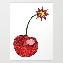 Glitter Cherry Bomb Art Print