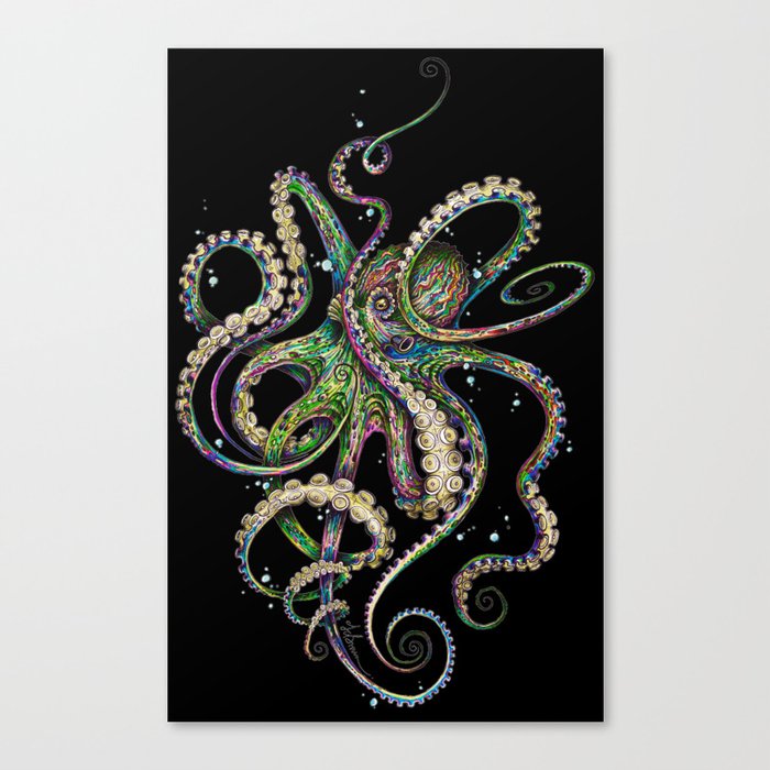 Octopsychedelia (black) Canvas Print