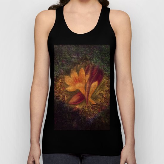 Vintage look orange burgundy crocus and foliage Unisex Tank Top
