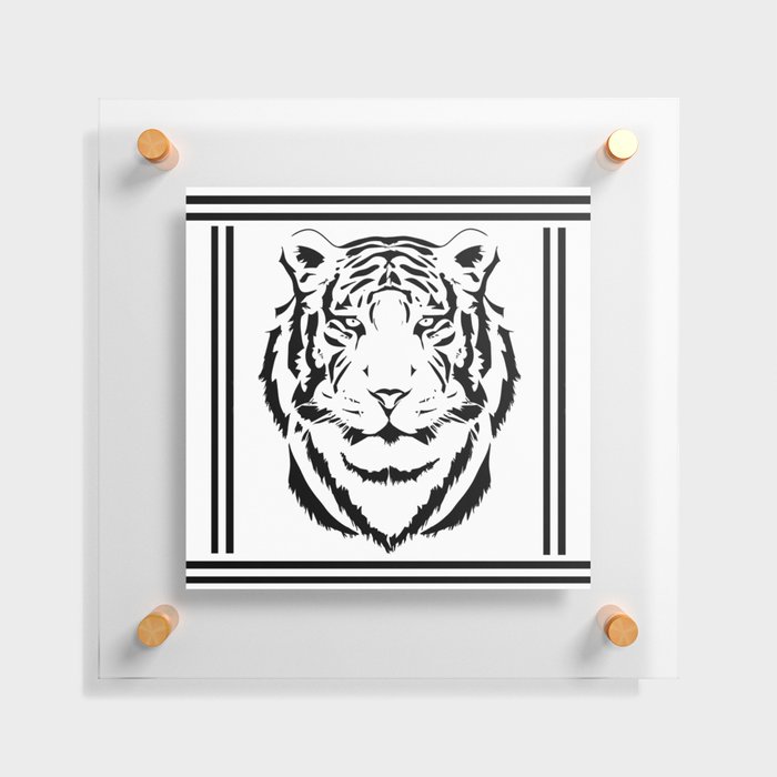 Black and white tiger head with lines Floating Acrylic Print