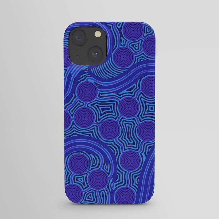The Rivers around Us (blue) - Authentic Aboriginal Art iPhone Case