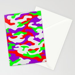 Camouflage Pattern Neon Green Grey Purple Red Stationery Card