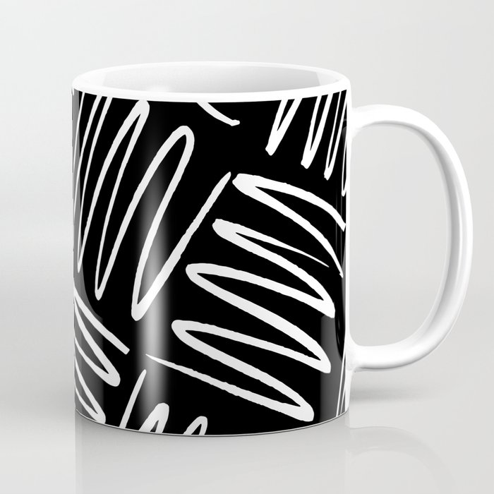 Squiggles - white on black Coffee Mug