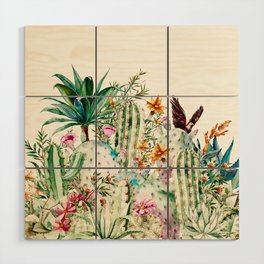 Blooming in the cactus Wood Wall Art
