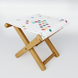Confetti. Abstract geometric colorful grid colored pencil whimsical original drawing of colorful polka dots. Folding Stool