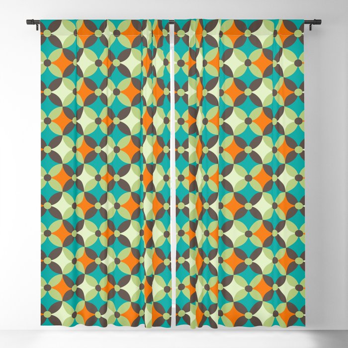 Retro Abstract Geometric 60s 70s Vintage Pattern Blackout Curtain