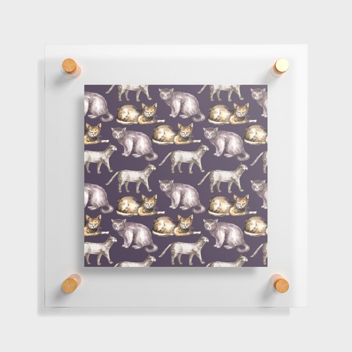 Watercolor cats seamless pattern Floating Acrylic Print