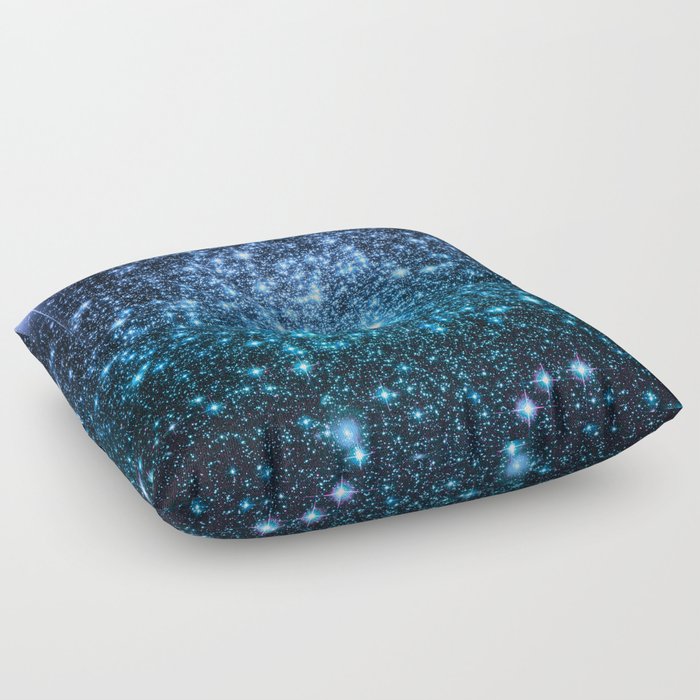 Galaxy Sparkle Stars Periwinkle Blue Turquoise Ombre Floor Pillow