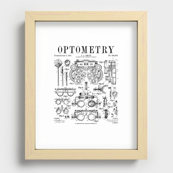 Optometrist Optometry Eye Doctor Tools Vintage Patent Print Recessed Framed Print