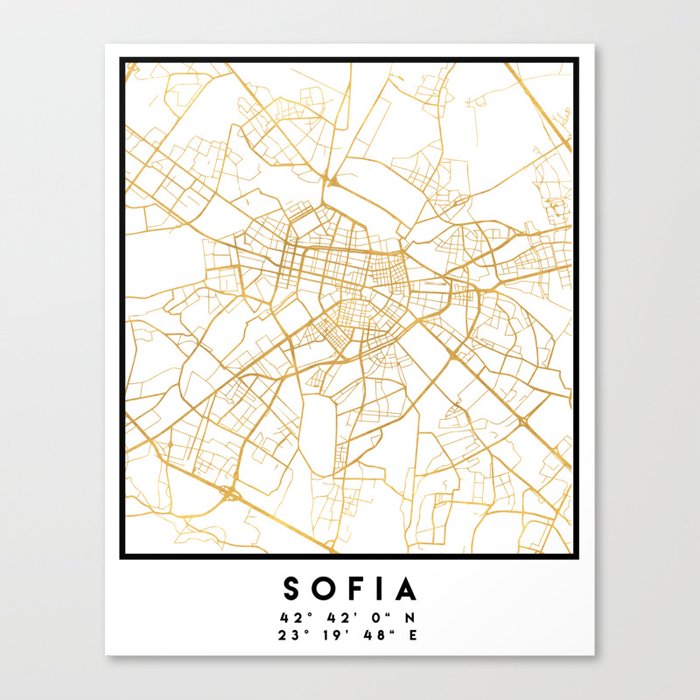 SOFIA BULGARIA CITY STREET MAP ART Canvas Print