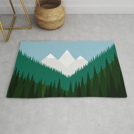 Pacific Northwest Mountains Rug | Bluesky, Painting, Landscape, S6, Homedecor, Trees, Showercurtain, Adventure, Nature, Jamespeart 