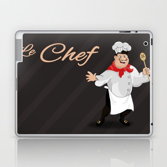 Le Chef Kitchen decor French chef with a mustache cartoon character  illustration Laptop & iPad Skin