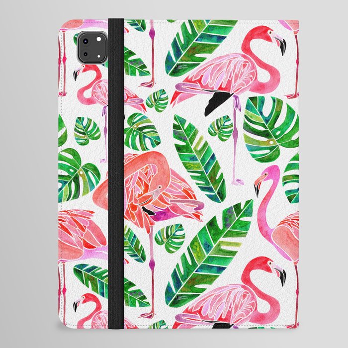 Flamingos and Tropical Leaves Pattern iPad Folio Case