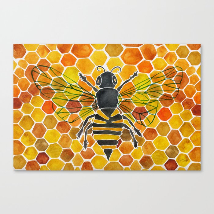 Bee & Honeycomb Canvas Print