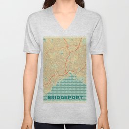 Bridgeport Map Retro Unisex V-Neck