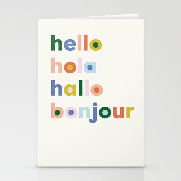 Hello, hola, hallo, bonjour Stationery Cards