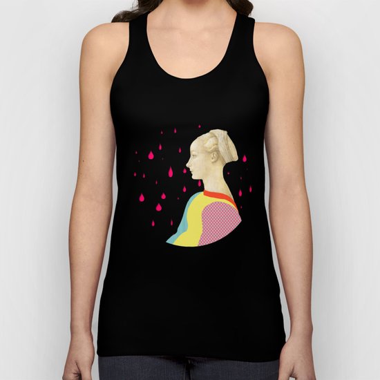 Leaning girl under rain Unisex Tank Top