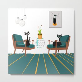 Cat Art in a Mid Mod Lounge Metal Print | Atomicage, Modernart, Retrostyle, Midcenturymod, Fifties, Mcm, Midcentury, Midcenturymodern, Fiftiesstyle, Mcmstyle 