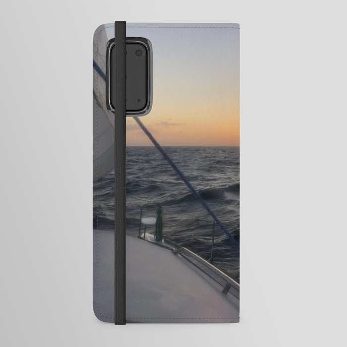 Sunset at sea aboard L'Aventure Android Wallet Case