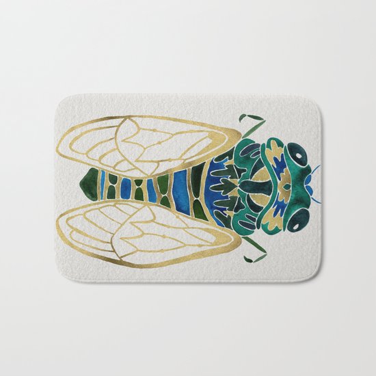 Green & Gold Cicada Bath Mat