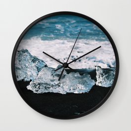 Beached ice Wall Clock | Glacierlagoon, Ice, Color, Photo, Iceland, Nature, Digital, Beach, Jokusarlon, Glacierice 