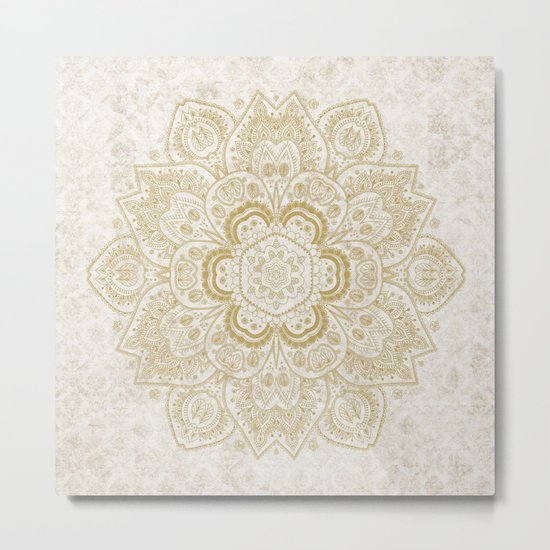 Mandala Temptation in Golden Yellow Metal Print