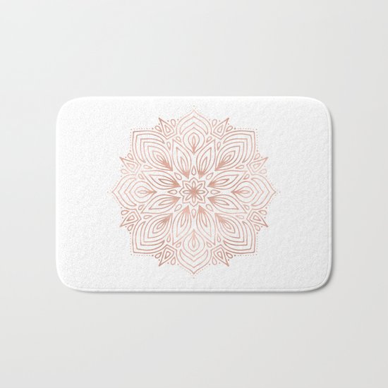 Mandala Rose Gold Flower Bath Mat