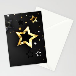 Gray Background with Black Stars Stationery Card