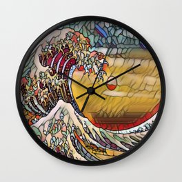 Great Waves Stained Glass Wall Clock
